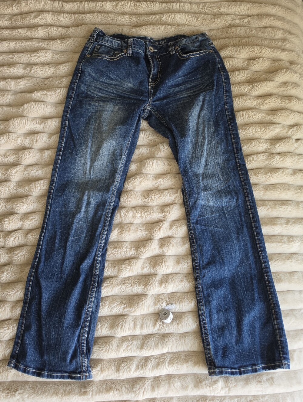 Cowgirl Tuff Dark Indigo Boot Cut Jeans with Pocket Stitching 31x33
